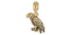 African Grey Jewelry 14k Gold Handmade African Grey Charm Slide This Charm Will Fit A Pandora® Slide Bracelet AFG13X-PNSG