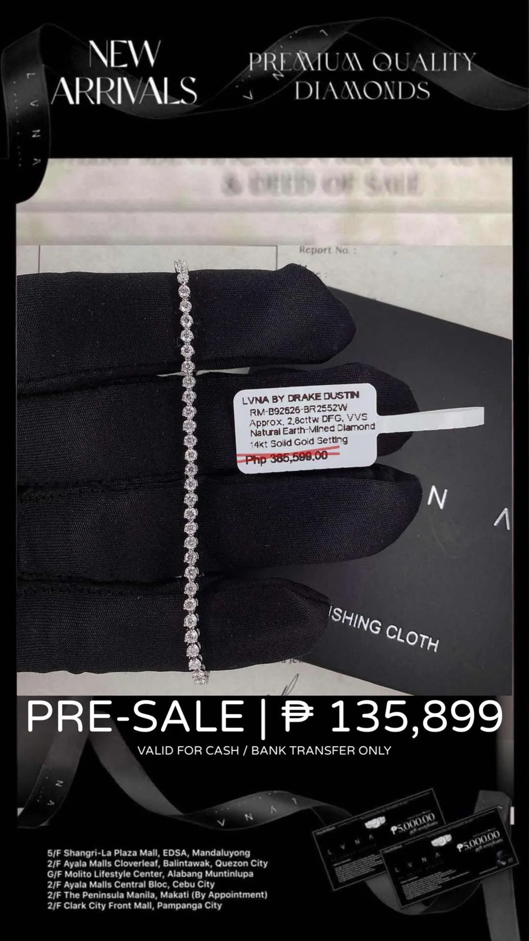 #BA93 | 2.8cts Full Eternity Tennis Diamond Bracelet 14kt