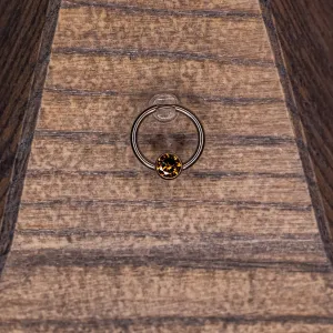 Captive Bead with Brown Crystal