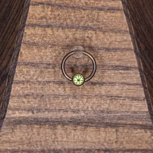 Captive Bead with Light Green Crystal