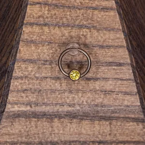 Captive Bead with Yellow Crystal