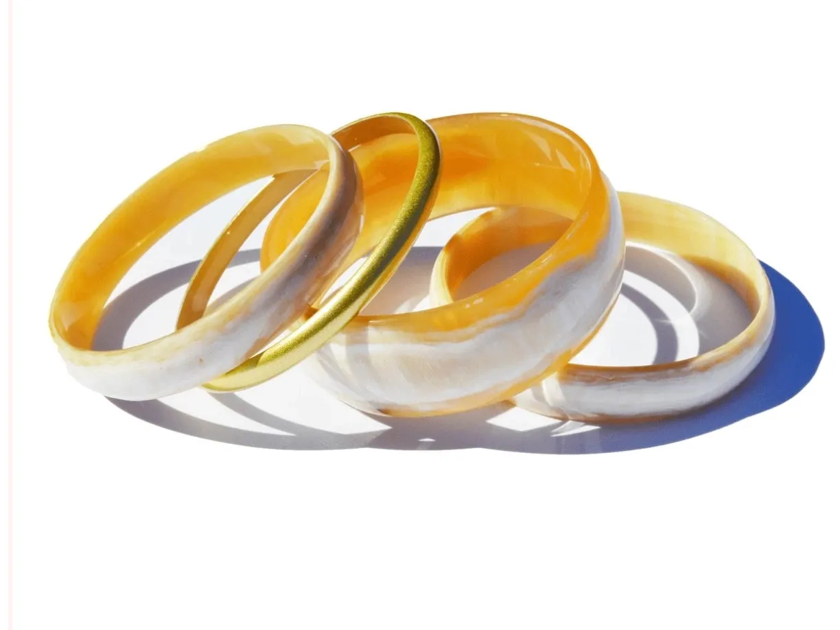 Natural Horn with Gold Bangle Set