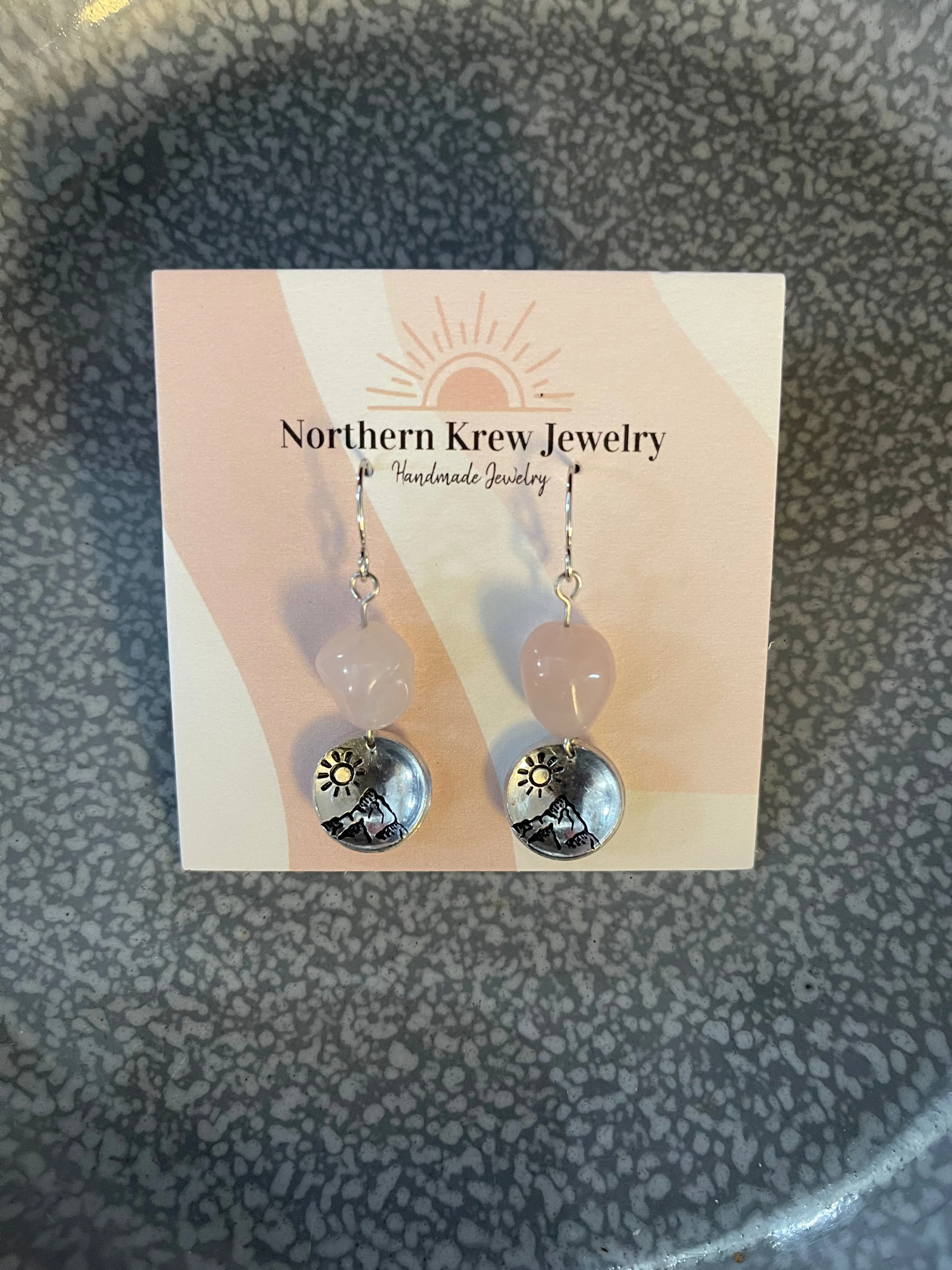 Stamped Beaded Sun Mountain Earrings