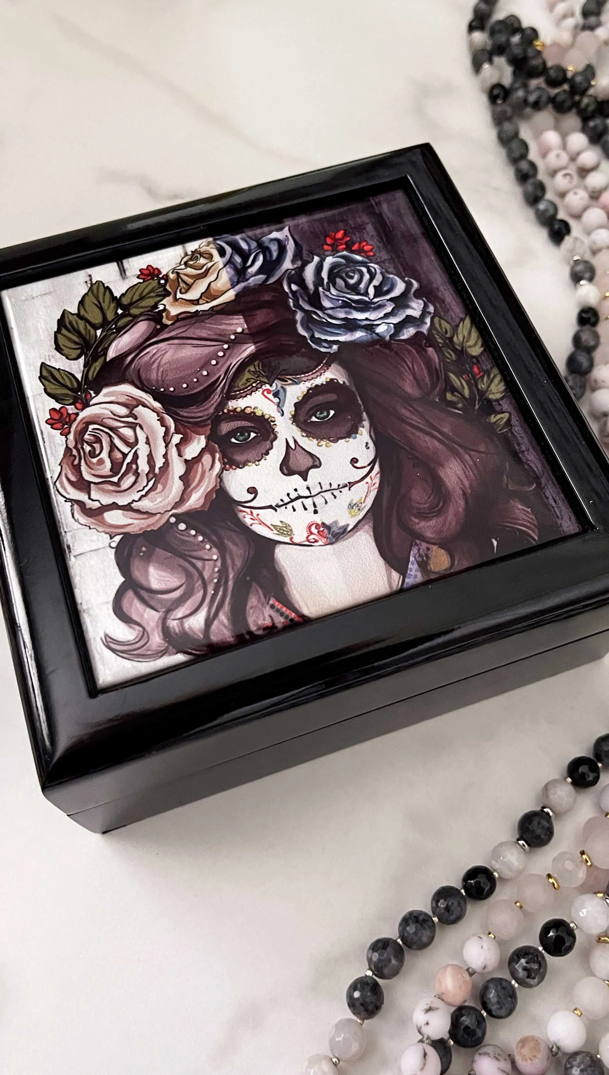 Sugar Skull Mashup - Black Keepsake Box